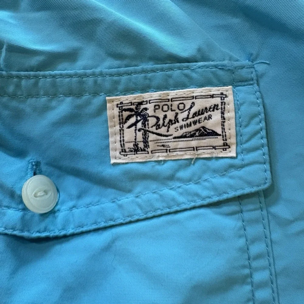Polo‎ Ralph Lauren Swim Trunks Shorts Men Lined Yellow Pony Size XXL Blue Beach